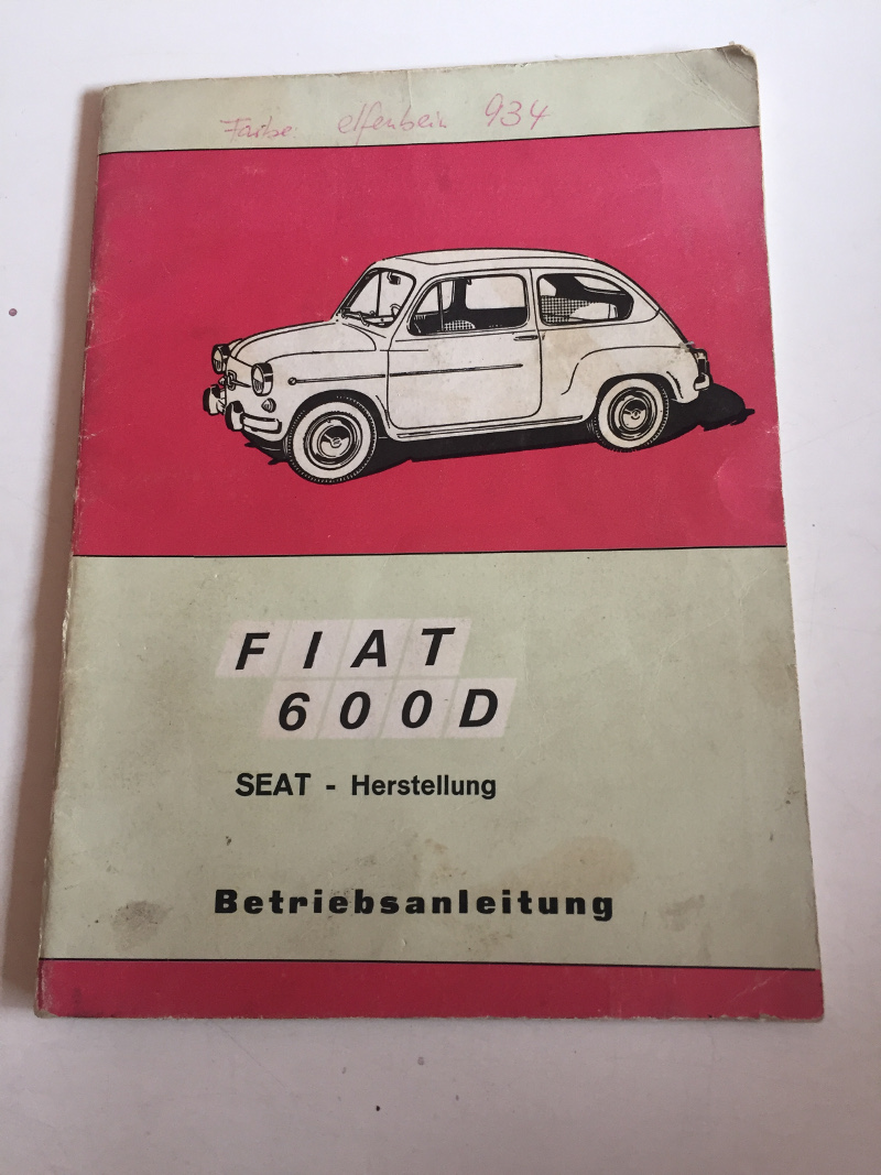 Fiat Seat 600 D operating instructions 1970 Manual Handbook Board Book